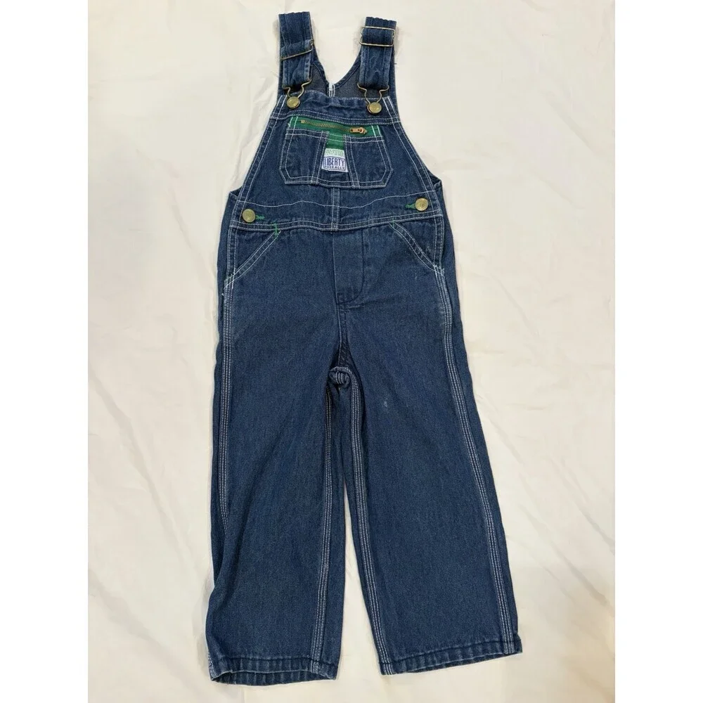 Liberty Denim Overalls Little Boys 3 Reg Blue Dark Wash Bibs